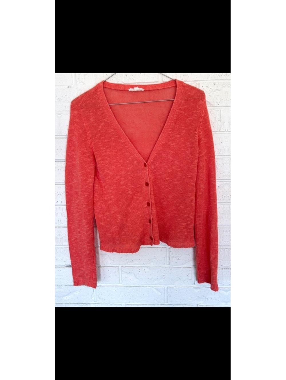 Eileen Fisher Coral V-Neck Linen Blend Cardigan Knit Sweater. XXS